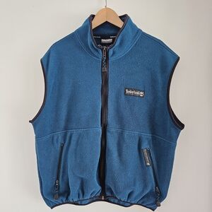 Vintage Timberland Performance Polartec Fleece Vest Mens Large USA Teal Blue Zip